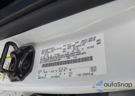 2017 Ford F-150 Xlt z USA, uszkodzony, nr VIN 1FTEW1CF6HFB61195